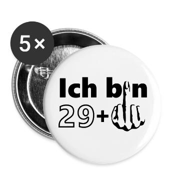 Ich bin 29 + - Buttons groß 56 mm (5er Pack) - Weiß - Vorne