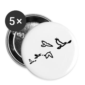 5 Voegel (1 color) - Buttons groß 56 mm (5er Pack) - Weiß - Vorne