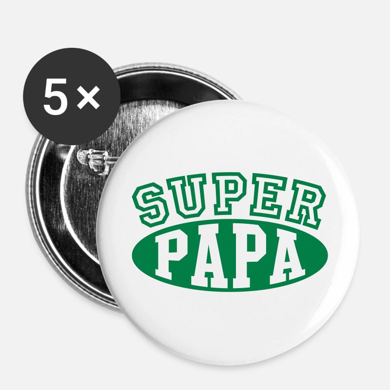Super Papa - Buttons large 2.2''/56 mm (5-pack) - white