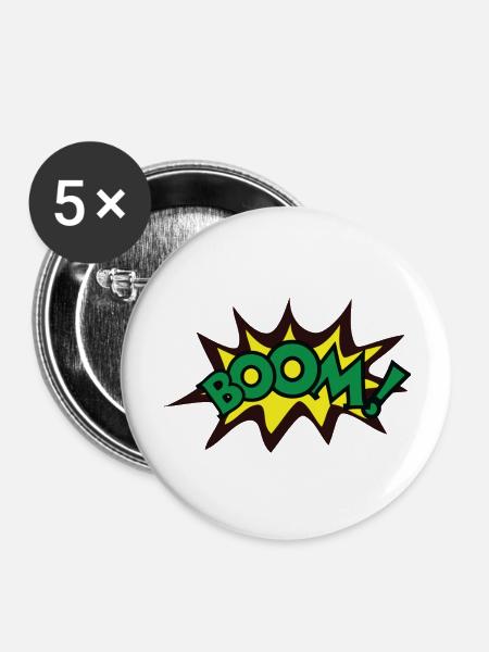 Boom! - Buttons groß 56 mm (5er Pack) - Weiß