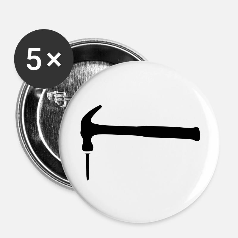 hammer_and_nail_2 - Buttons large 2.2''/56 mm (5-pack) - white