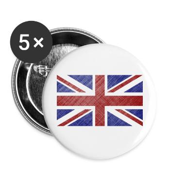 Grunge Union Jack Flag - Buttons large 2.2''/56 mm (5-pack) - white - Front