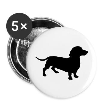 Dackel - Buttons groß 56 mm (5er Pack) - Weiß - Vorne