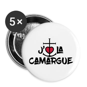 j'aime la Camargue - Lot de 5 grands badges (56 mm) - blanc - Devant