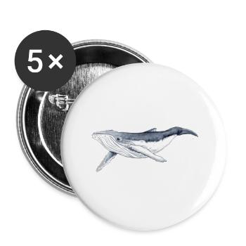 Baby-Buckelwal – Baleine - Buttons groß 56 mm (5er Pack) - Weiß - Vorne