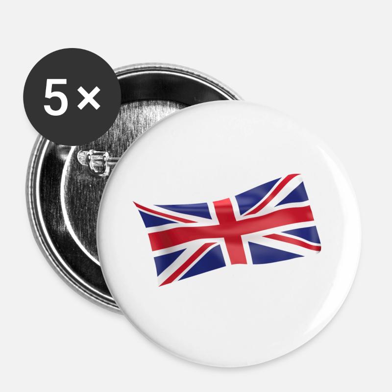 Union Jack UK UK flag flag - Buttons large 2.2''/56 mm (5-pack) - white