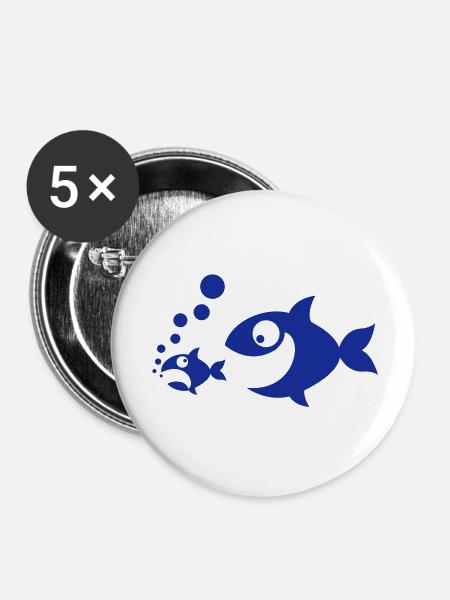 Fischfutter - Buttons groß 56 mm (5er Pack) - Weiß