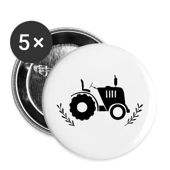 Traktor - Buttons groß 56 mm (5er Pack) - Weiß - Vorne