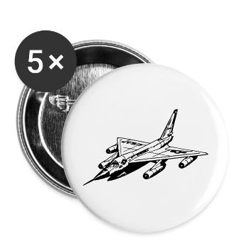 Flugzeug - Buttons groß 56 mm (5er Pack) - Weiß - Vorne