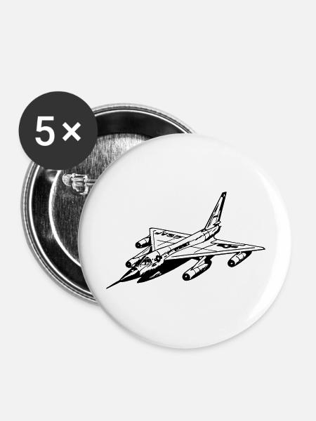 Flugzeug - Buttons groß 56 mm (5er Pack) - Weiß