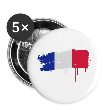 gepinselte Flagge Frankreichs mit einem - Buttons groß 56 mm (5er Pack) - Weiß - Vorne