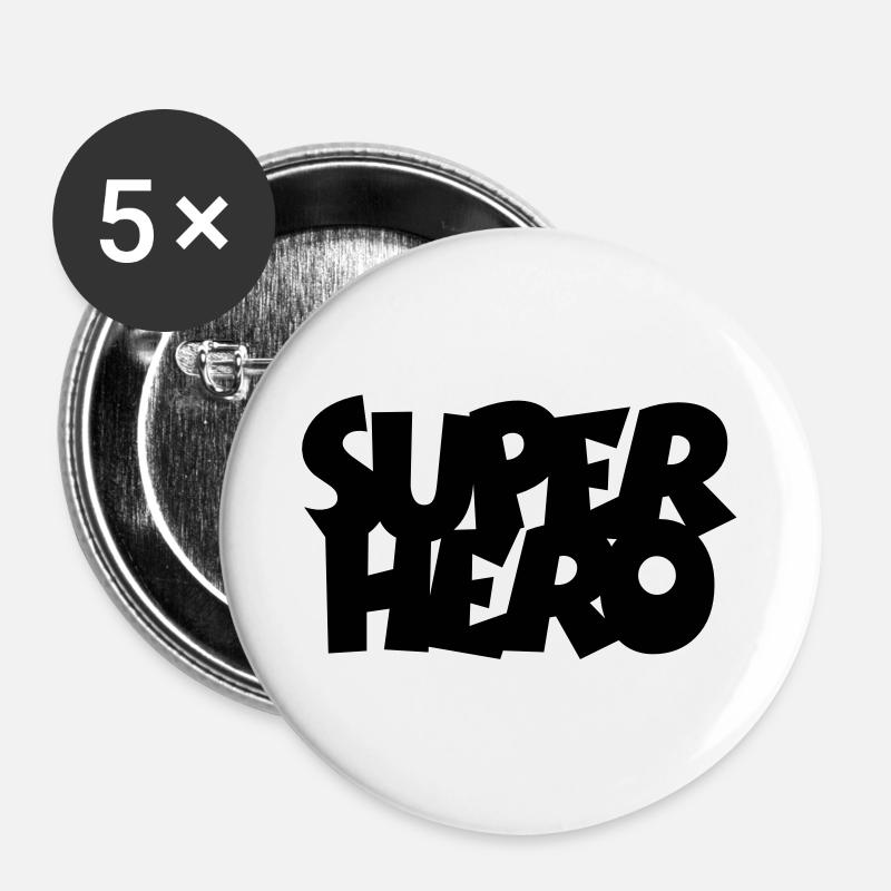 SUPERHERO - Buttons large 2.2''/56 mm (5-pack) - white