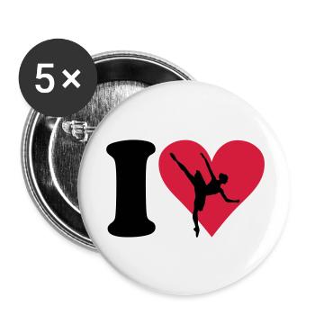 I love Ballett - Buttons groß 56 mm (5er Pack) - Weiß - Vorne