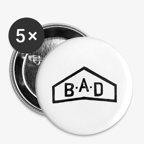 logo B A D dirty black - Lot de 5 grands badges (56 mm)