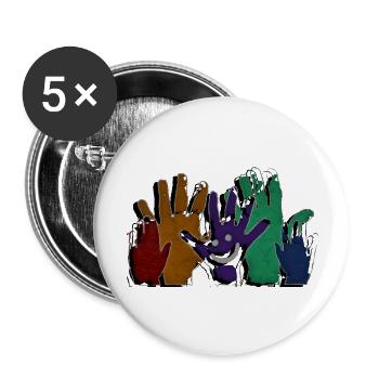 HELLO hands - grunge style - Buttons large 2.2''/56 mm (5-pack) - white - Front