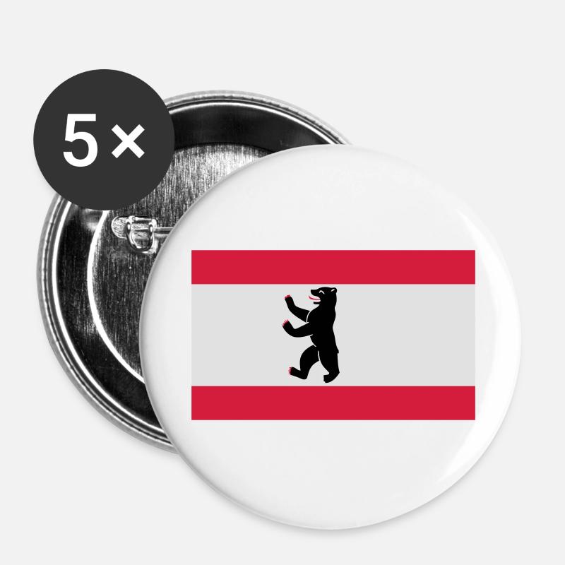 Flag of Berlin - Buttons large 2.2''/56 mm (5-pack) - white