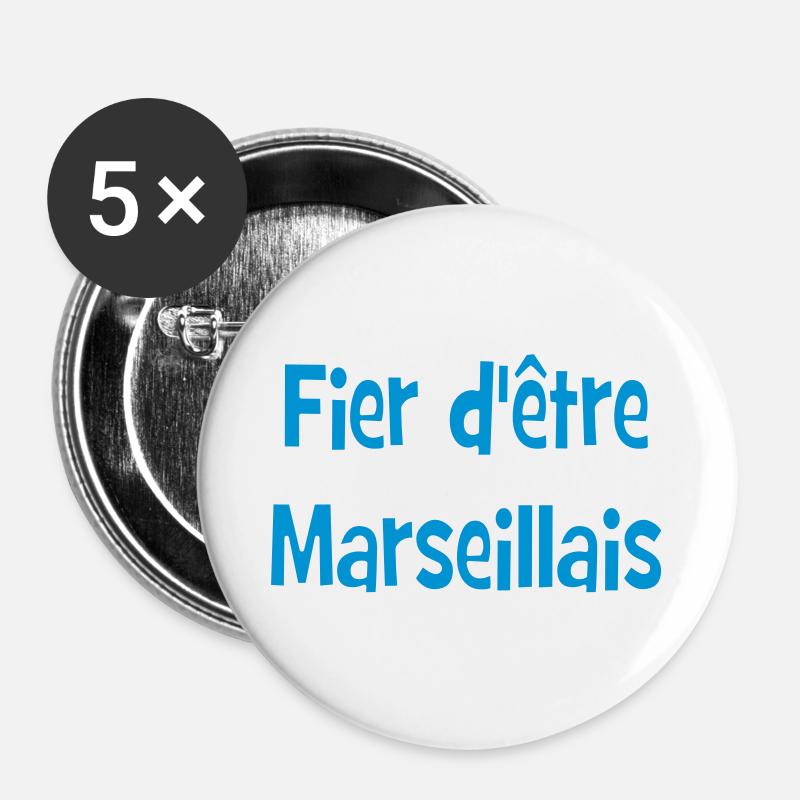 Proud to be Marseille - Buttons large 2.2''/56 mm (5-pack) - white