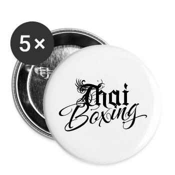 Thai Boxing Authentik - Buttons groß 56 mm (5er Pack) - Weiß - Vorne