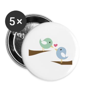 Amoureux des oiseaux - Lot de 5 grands badges (56 mm) - blanc - Devant