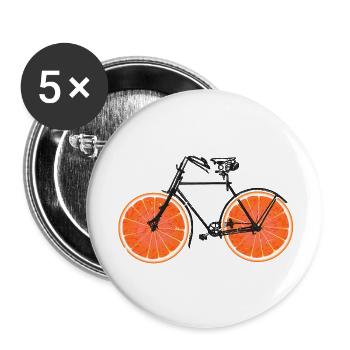 Fahrrad Orangen Früchte Velo Fahrräder Urbanbike - Buttons groß 56 mm (5er Pack) - Weiß - Vorne