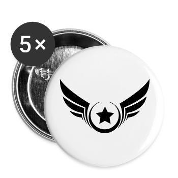 Winged star, star with wings - Buttons large 2.2''/56 mm (5-pack) - white - Front
