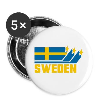 Suède / Suède - Drapeau / Cadeau - Lot de 5 grands badges (56 mm) - blanc - Devant