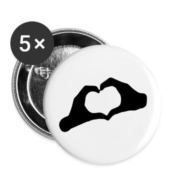 AMOUR - COEUR - AMOUR - COEUR - main mains - les - Lot de 5 grands badges (56 mm) - blanc - Devant