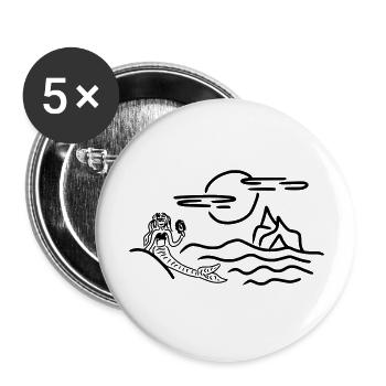 Meerjungfrau im Zauberland - Buttons groß 56 mm (5er Pack) - Weiß - Vorne