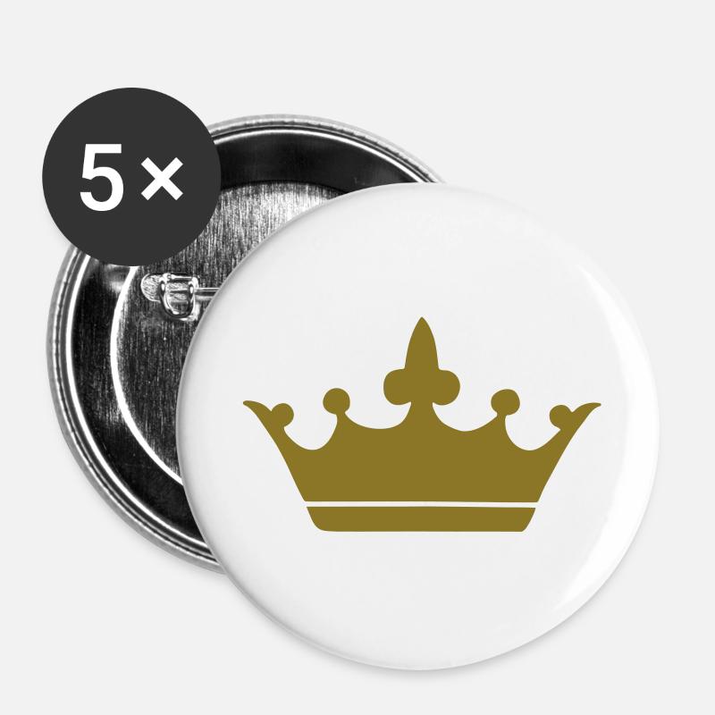Krone - Buttons groß 56 mm (5er Pack) - Weiß