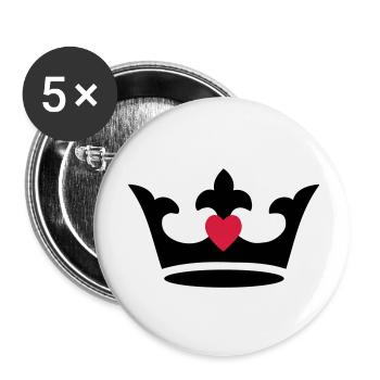 crown, heart - Buttons large 2.2''/56 mm (5-pack) - white - Front