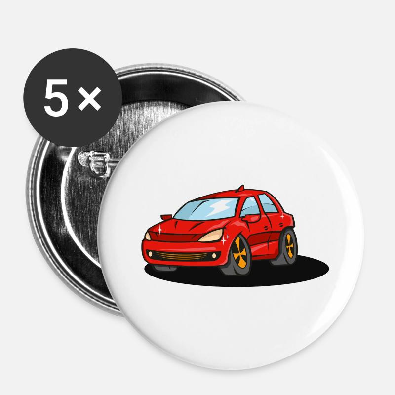 red_car - Buttons large 2.2''/56 mm (5-pack) - white