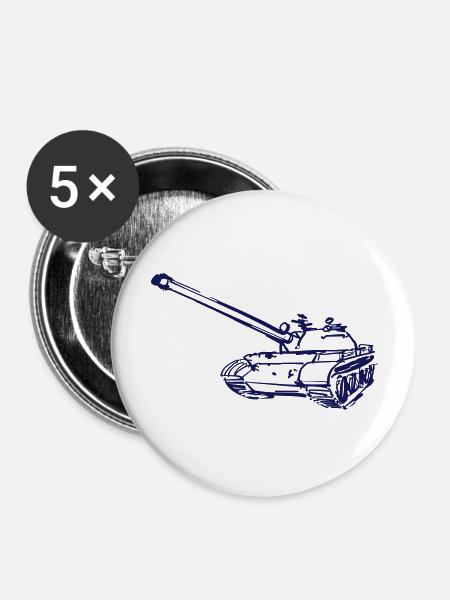 Tank Sketch - Buttons groß 56 mm (5er Pack) - Weiß