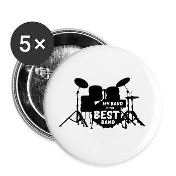 Best Band Musik Musiker Schlagzeug Spruch Geschenk - Buttons groß 56 mm (5er Pack) - Weiß - Vorne