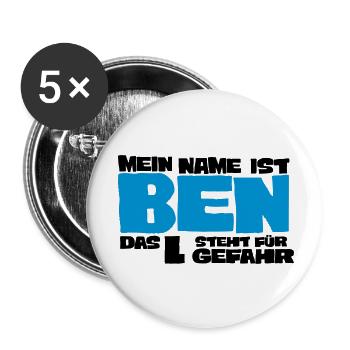 ben - Buttons groß 56 mm (5er Pack) - Weiß - Vorne