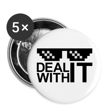 sunglasses pixel bar text deal with it entspa - Buttons large 2.2''/56 mm (5-pack) - white - Front