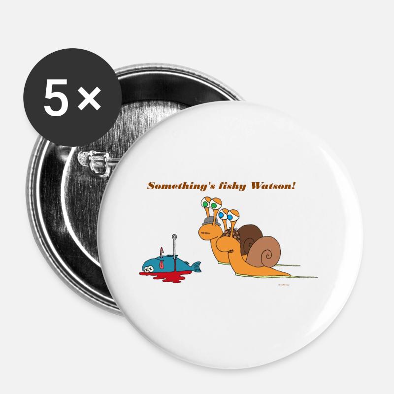 Sherlock Holmes snail - Buttons large 2.2''/56 mm (5-pack) - white