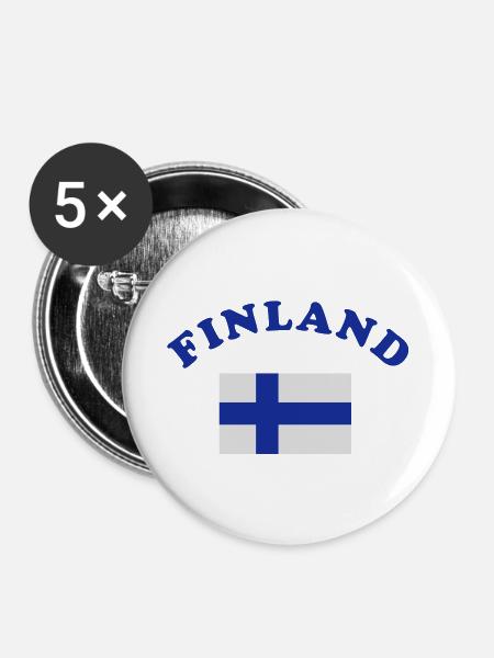 Finnische Flagge - Buttons groß 56 mm (5er Pack) - Weiß