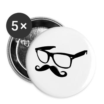 nerdy moustache - Lot de 5 grands badges (56 mm) - blanc - Devant