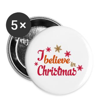 Noël - Lot de 5 grands badges (56 mm) - blanc - Devant