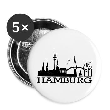 Hamburg skyline - Buttons large 2.2''/56 mm (5-pack) - white - Front