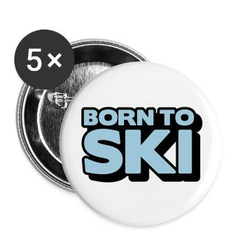 born to ski 2 col - Lot de 5 grands badges (56 mm) - blanc - Devant