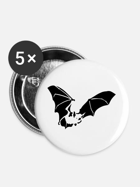 Fledermaus - Buttons groß 56 mm (5er Pack) - Weiß