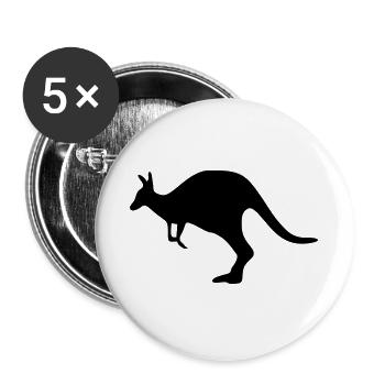 Känguru kangaroo Australien - Buttons groß 56 mm (5er Pack) - Weiß - Vorne