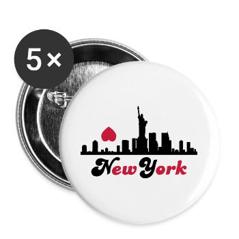 new york - Buttons groß 56 mm (5er Pack) - Weiß - Vorne