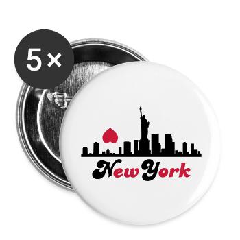 new york - Buttons groß 56 mm (5er Pack) - Weiß - Vorne