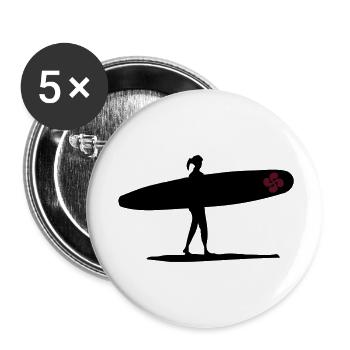 Basque surfer Cross - Buttons large 2.2''/56 mm (5-pack) - white - Front