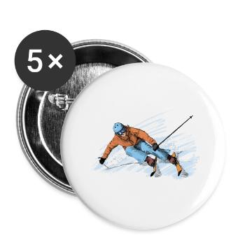 Skiing - Buttons large 2.2''/56 mm (5-pack) - white - Front