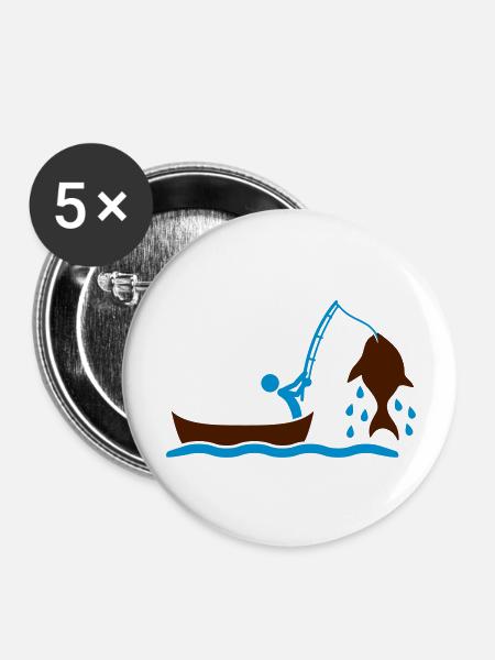 Fishing - Buttons groß 56 mm (5er Pack) - Weiß