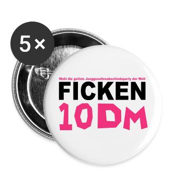 ficken10 DM junggesellenabschied - Buttons groß 56 mm (5er Pack) - Weiß - Vorne