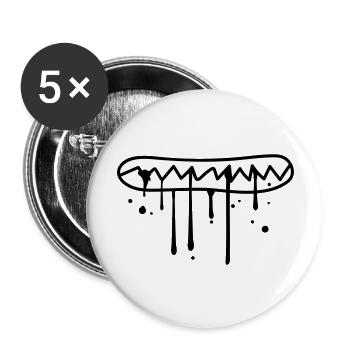manger la faim visage mordre les dents croquer à - Lot de 5 grands badges (56 mm) - blanc - Devant